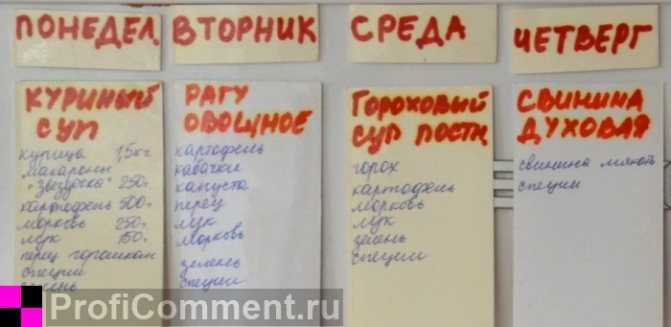 Меню в армии на обед