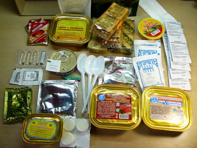 Содержимое сухого пайка